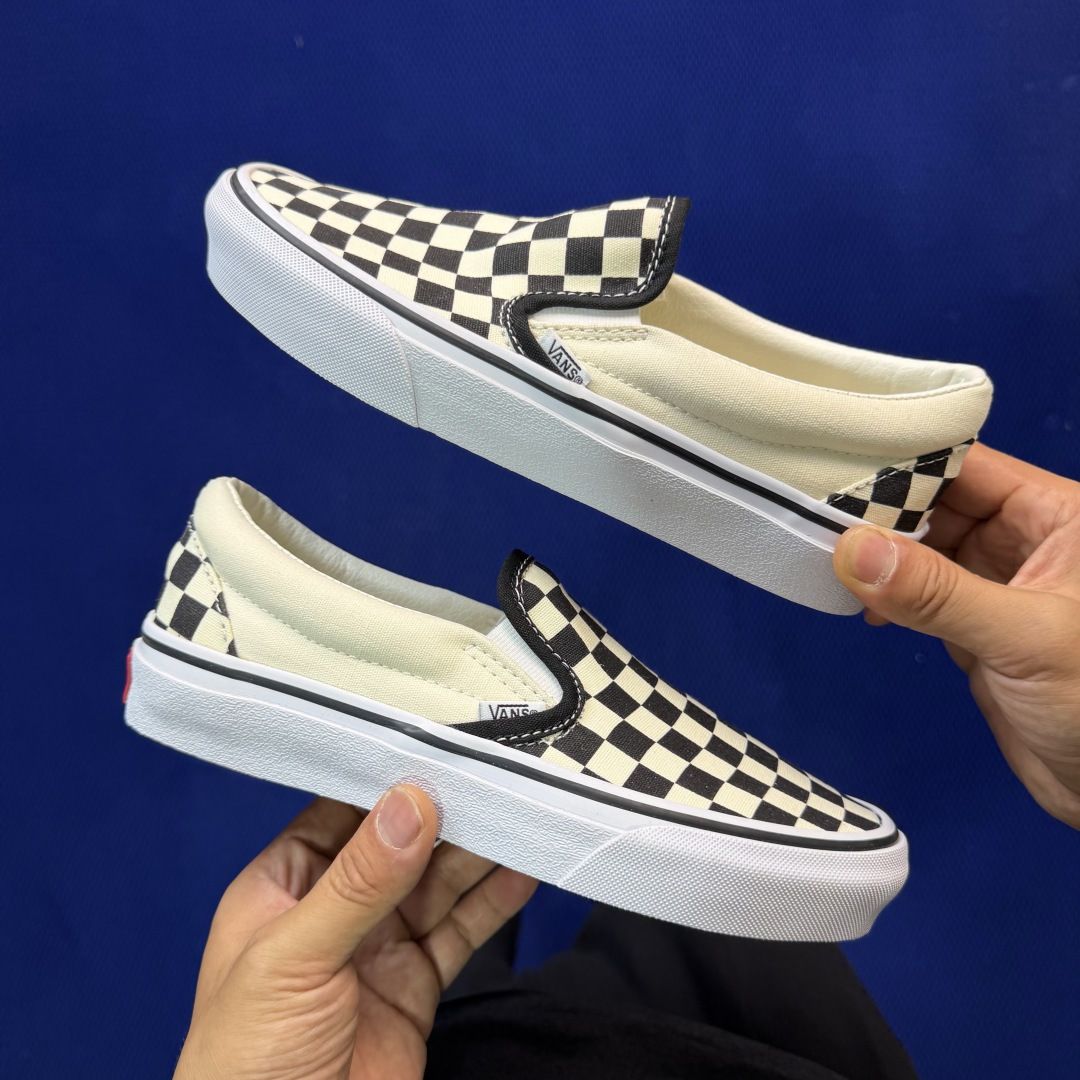 虎扑版！Vans Slip-On 低帮 042VDior联名米白纯原级别外贸订单！万斯经典 硫化帆布板鞋