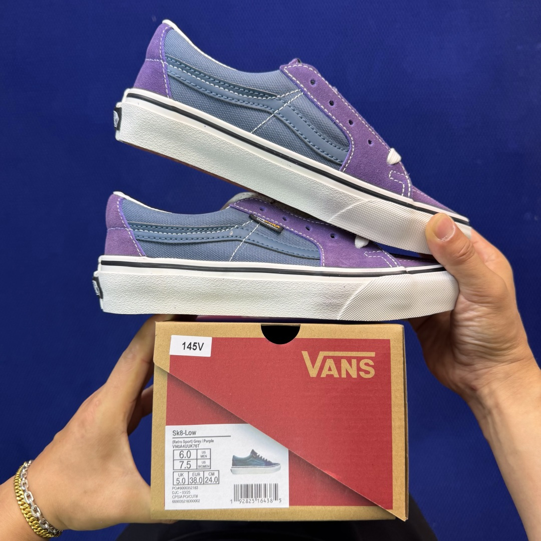 虎扑版！Vans Sk8-Low 低帮 145V纯原级别外贸订单！万斯经典 硫化帆布板鞋正品海鸥线 鞋头