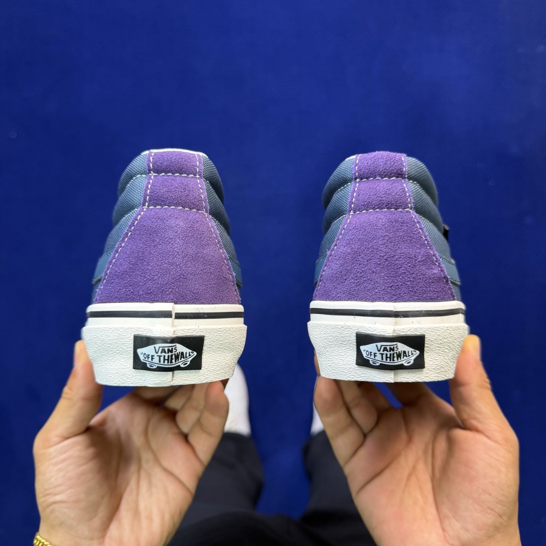 虎扑版！Vans Sk8-Mid 中帮 152V蓝紫纯原级别外贸订单！万斯经典 硫化帆布板鞋正品海鸥线 