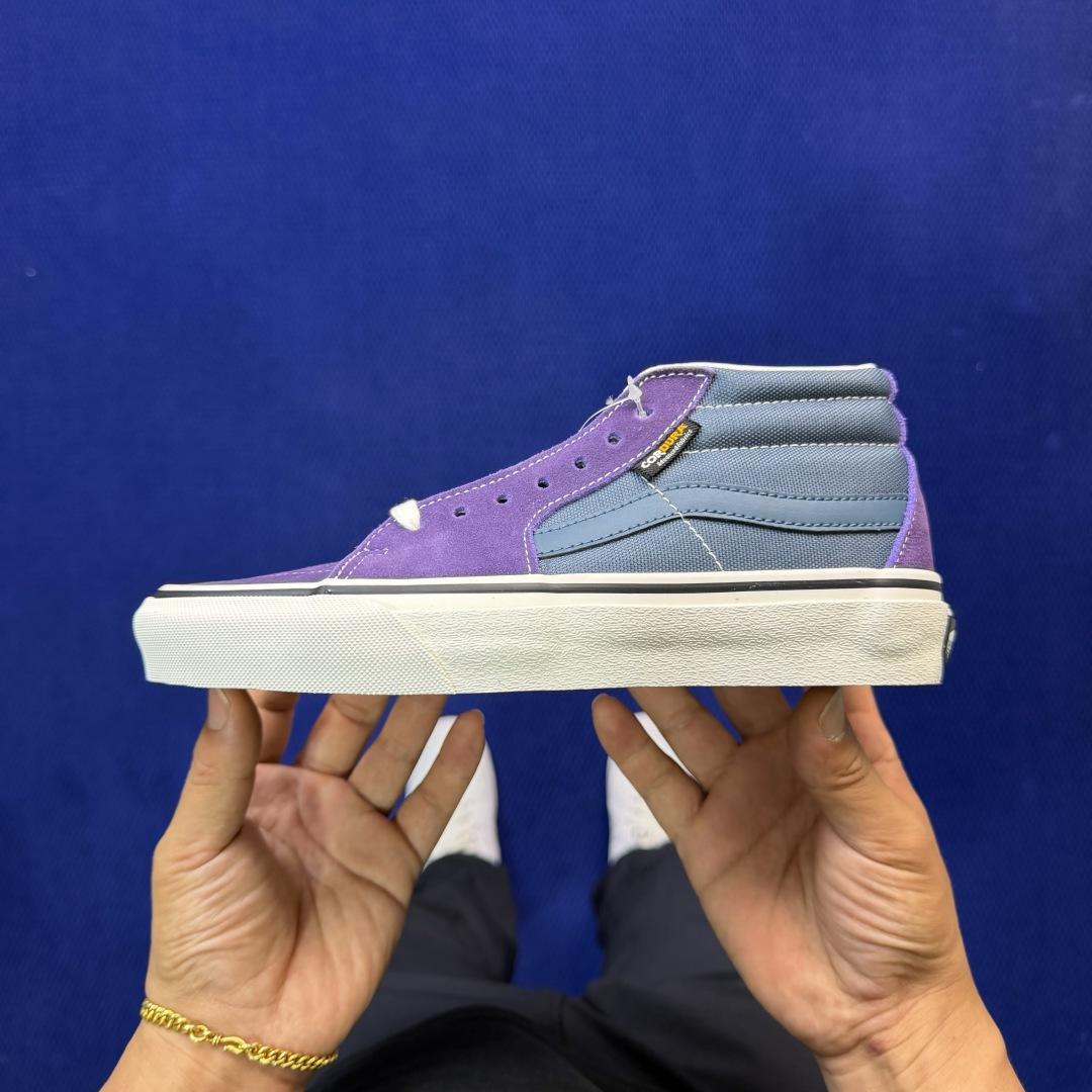 虎扑版！Vans Sk8-Mid 中帮 152V蓝紫纯原级别外贸订单！万斯经典 硫化帆布板鞋正品海鸥线 