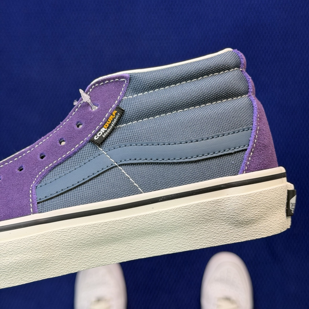 虎扑版！Vans Sk8-Mid 中帮 152V蓝紫纯原级别外贸订单！万斯经典 硫化帆布板鞋正品海鸥线 