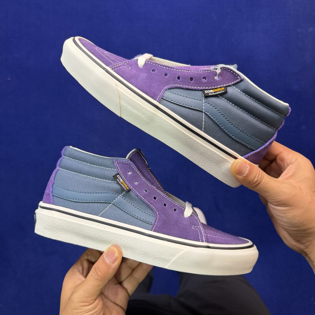 虎扑版！Vans Sk8-Mid 中帮 152V蓝紫纯原级别外贸订单！万斯经典 硫化帆布板鞋正品海鸥线 
