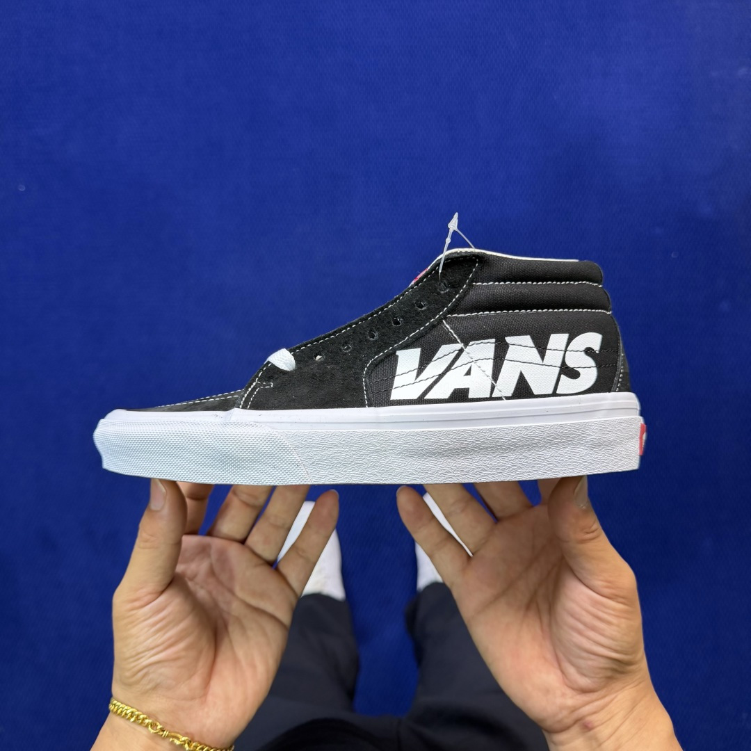 虎扑版！Vans Sk8-Mid 中帮 148V纯原级别外贸订单！万斯经典 硫化帆布板鞋正品海鸥线 鞋头