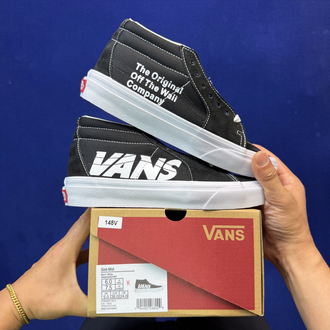 虎扑版！Vans Sk8-Mid 中帮 148V纯原级别外贸订单！万斯经典 硫化帆布板鞋正品海鸥线 鞋头
