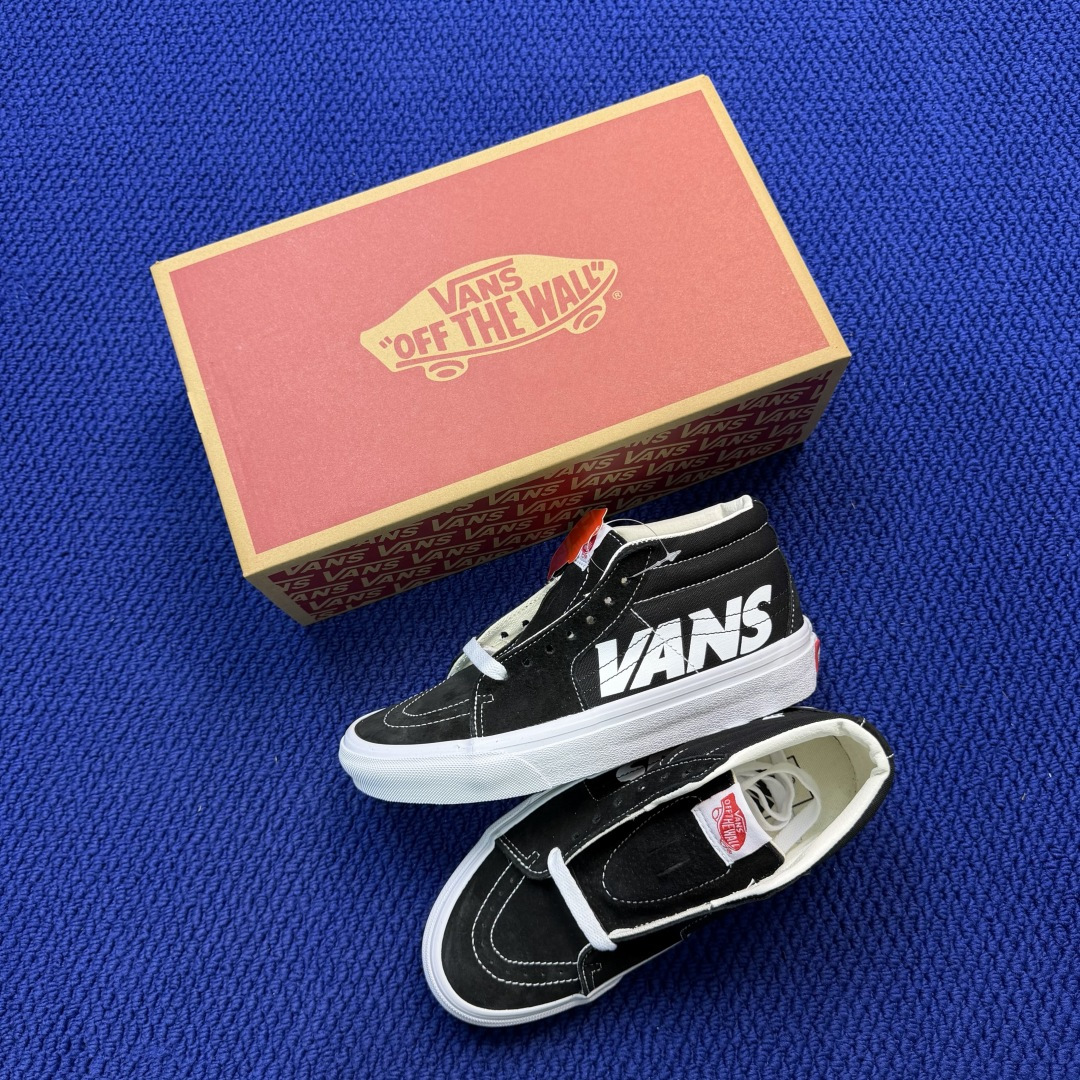 虎扑版！Vans Sk8-Mid 中帮 148V纯原级别外贸订单！万斯经典 硫化帆布板鞋正品海鸥线 鞋头