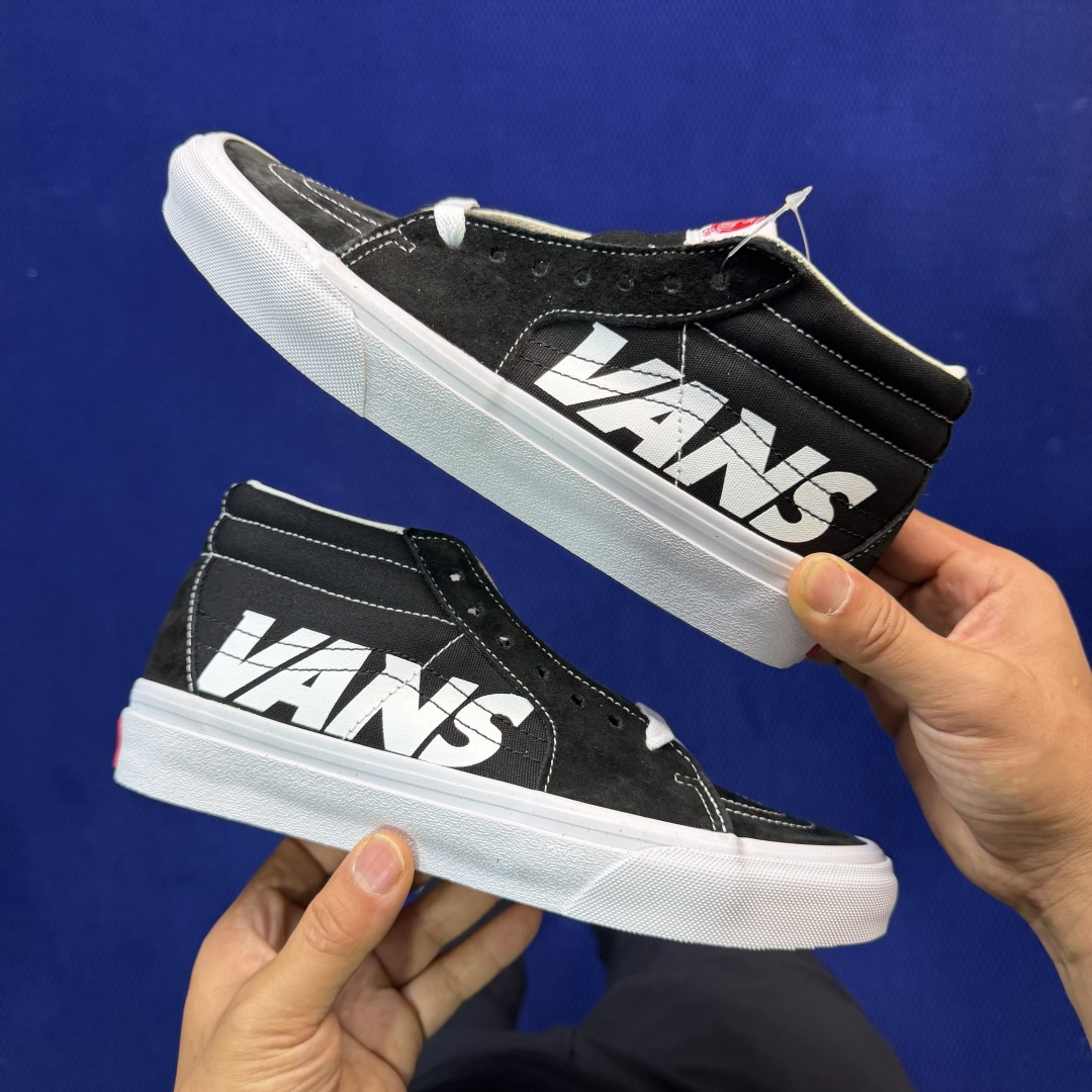 虎扑版！Vans Sk8-Mid 中帮 148V纯原级别外贸订单！万斯经典 硫化帆布板鞋正品海鸥线 鞋头