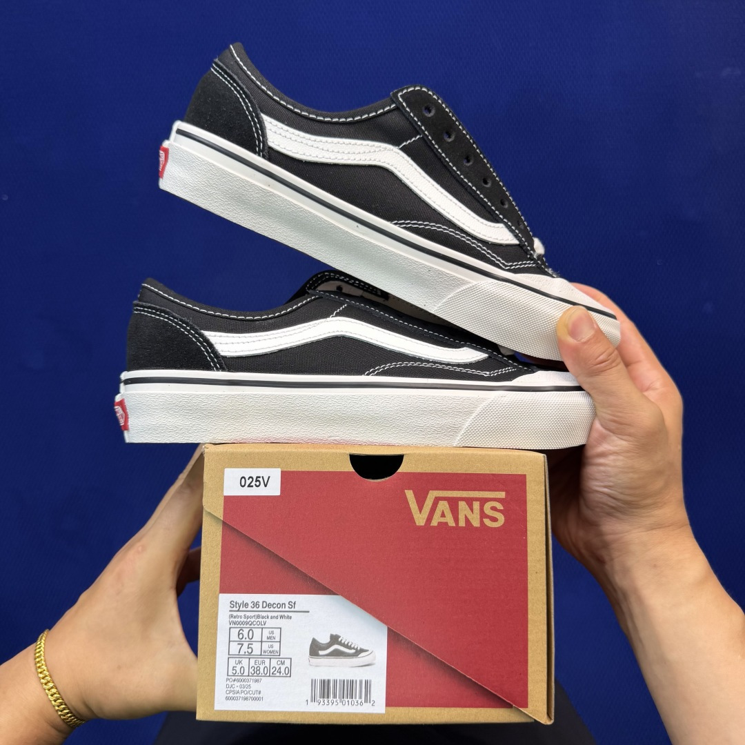 虎扑版！Vans Style 36 低帮 025V纯原级别外贸订单！万斯经典 硫化帆布板鞋正品海鸥线 鞋