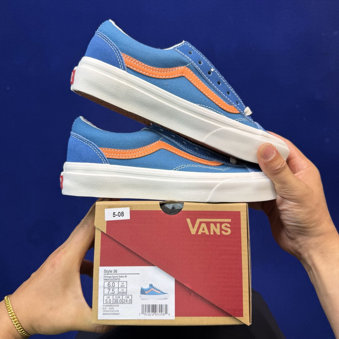 虎扑版！Vans Style 36 低帮 5-08纯原级别外贸订单！万斯经典 硫化帆布板鞋正品海鸥线 鞋