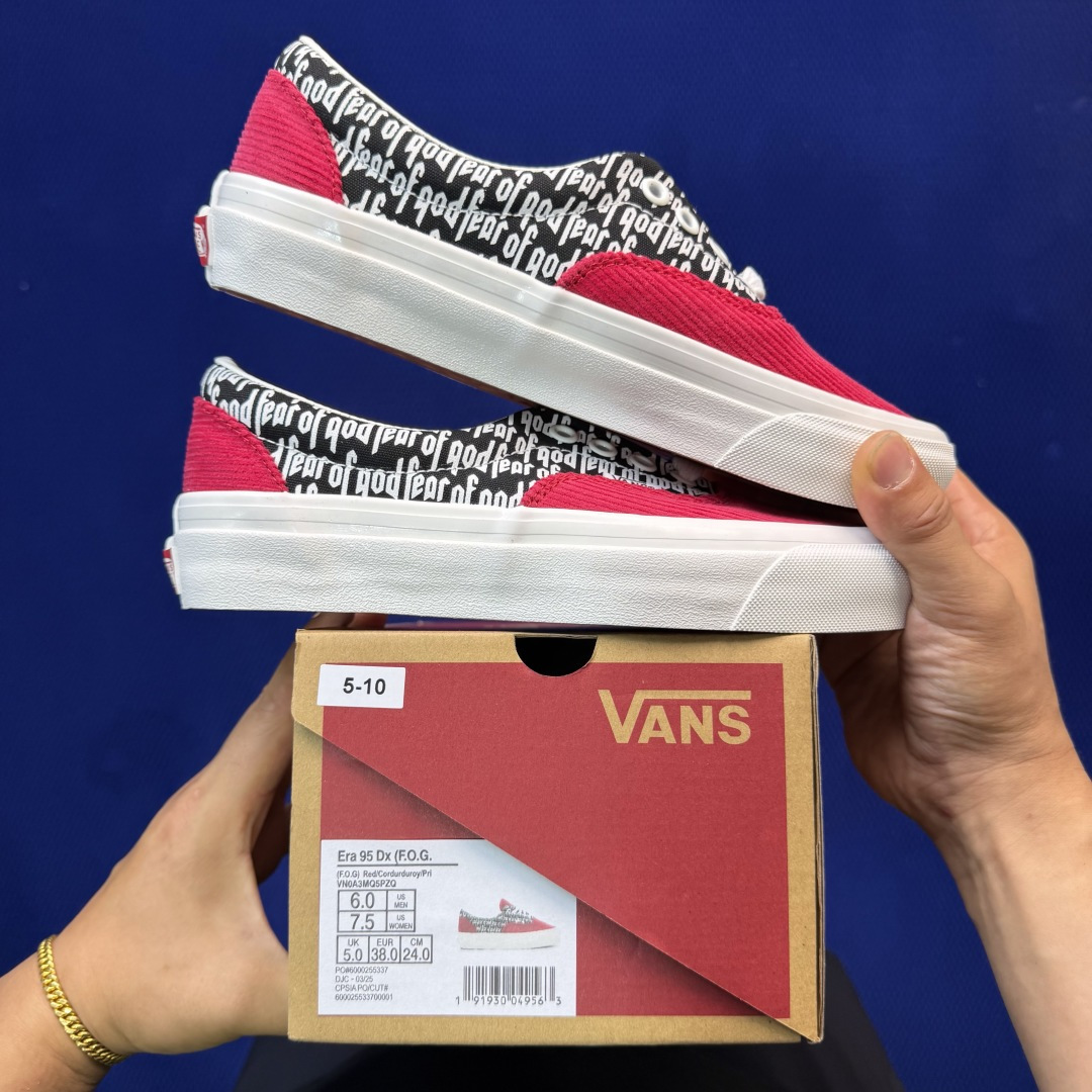 虎扑版！Vans Era 95 Dx 低帮 5-10FOG联名红黑纯原级别外贸订单！万斯经典 硫化帆布板