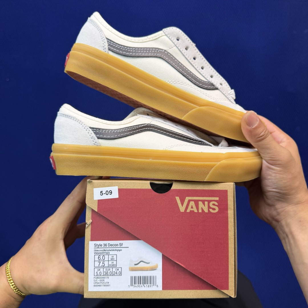 虎扑版！Vans Style 36 低帮 5-09焦糖奶油纯原级别外贸订单！万斯经典 硫化帆布板鞋正品海
