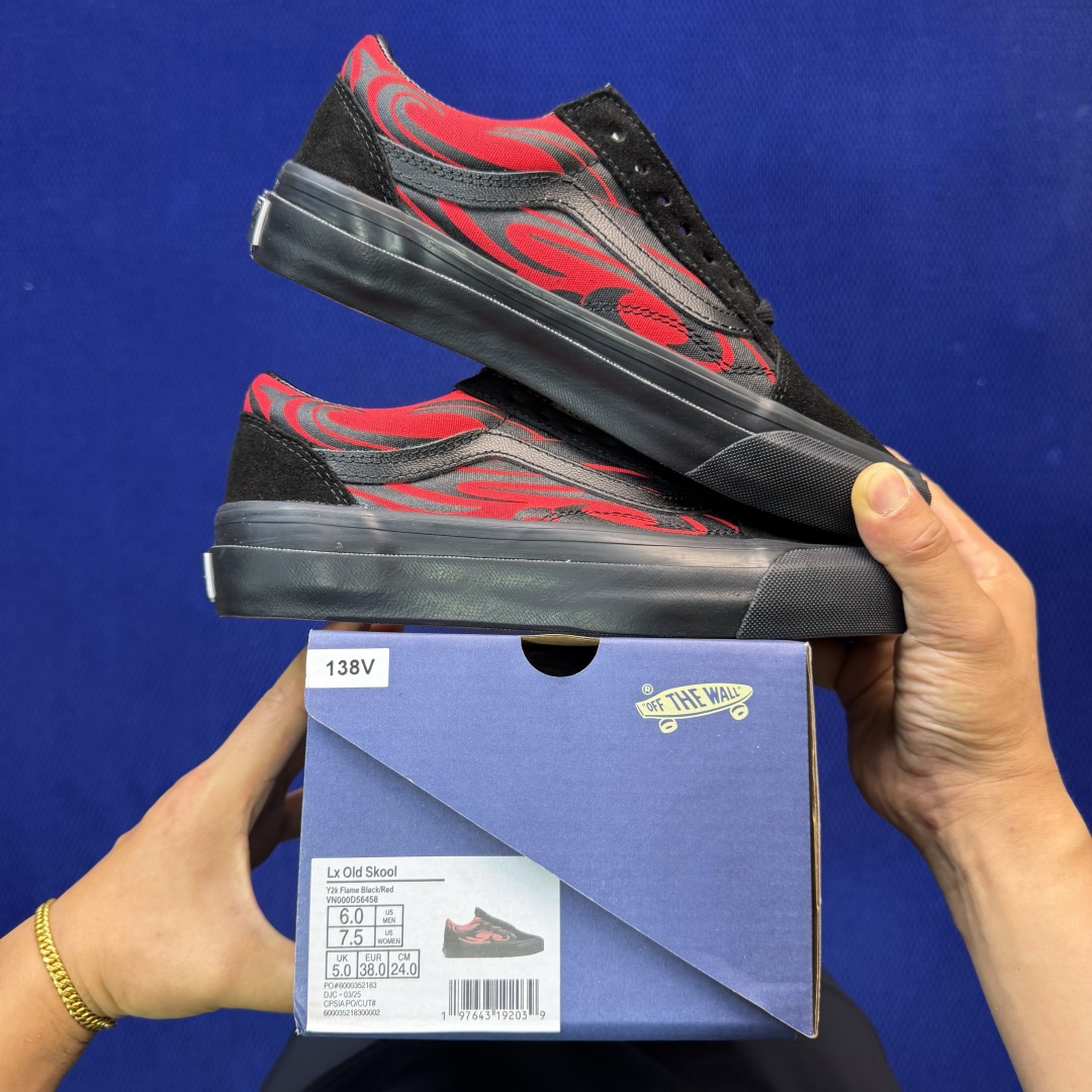 虎扑版！Vans Old Skool 低帮 138V火焰🔥纯原级别外贸订单！万斯经典 硫化帆布板鞋正品海
