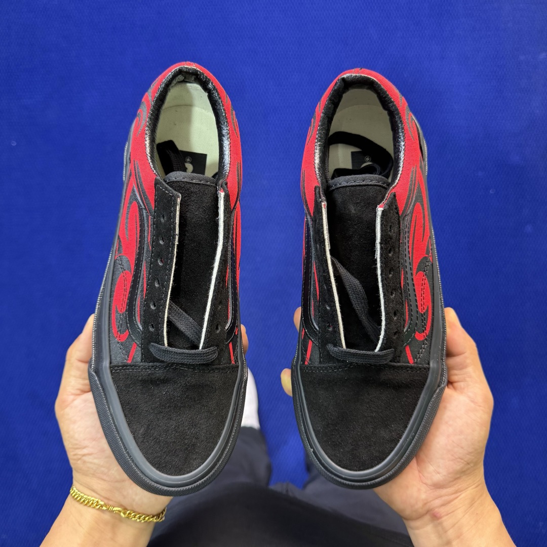 虎扑版！Vans Old Skool 低帮 138V火焰🔥纯原级别外贸订单！万斯经典 硫化帆布板鞋正品海