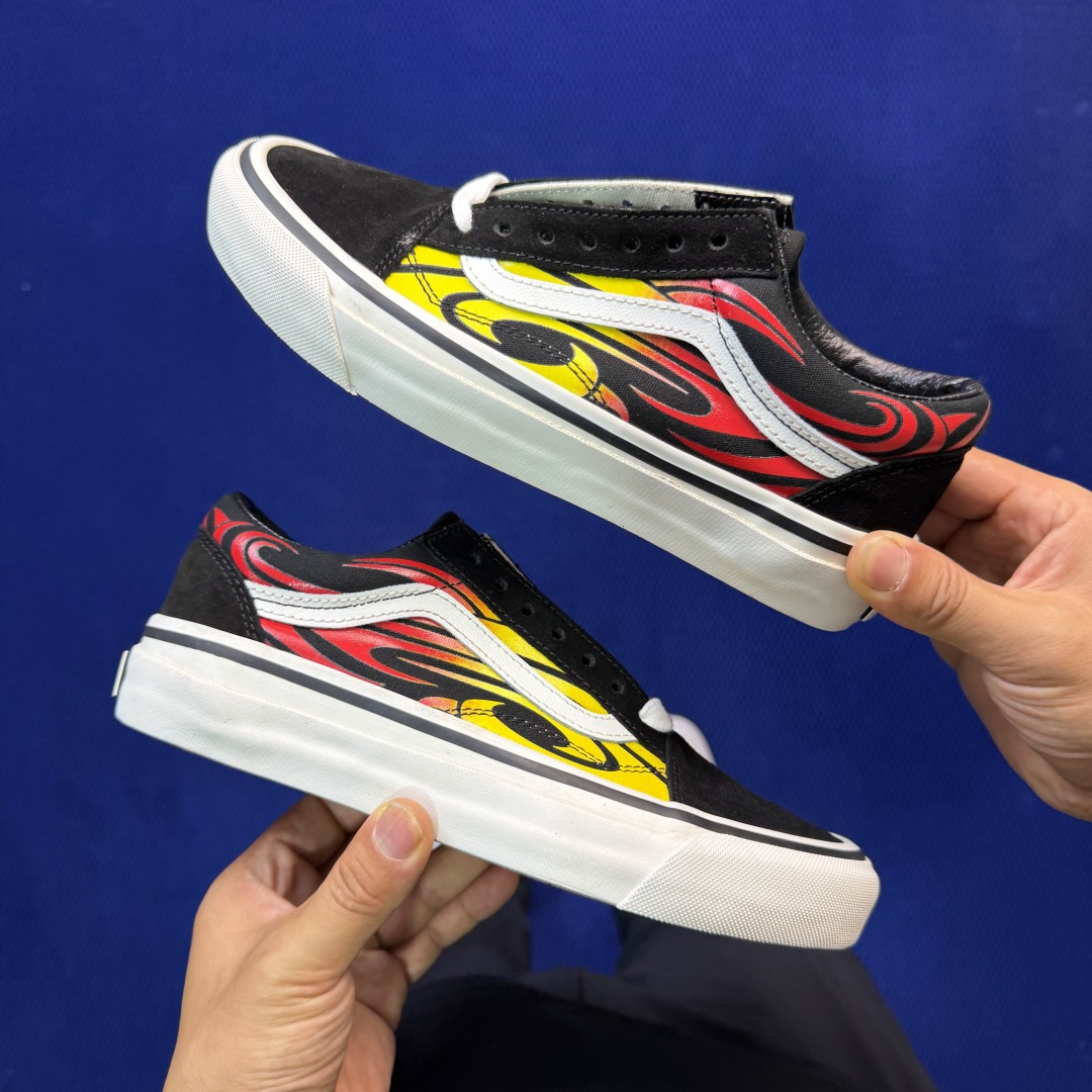 虎扑版！Vans Old Skool 低帮 137V火焰🔥纯原级别外贸订单！万斯经典 硫化帆布板鞋正品海