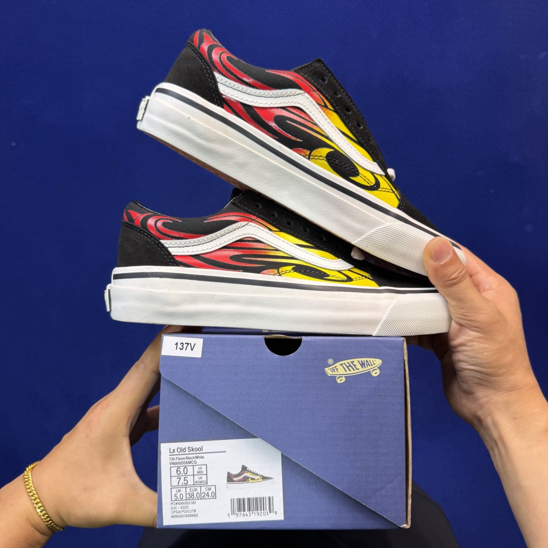 虎扑版！Vans Old Skool 低帮 137V火焰🔥纯原级别外贸订单！万斯经典 硫化帆布板鞋正品海