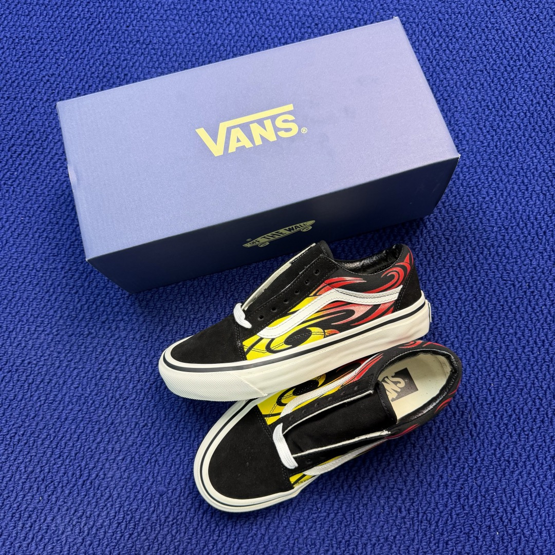 虎扑版！Vans Old Skool 低帮 137V火焰🔥纯原级别外贸订单！万斯经典 硫化帆布板鞋正品海