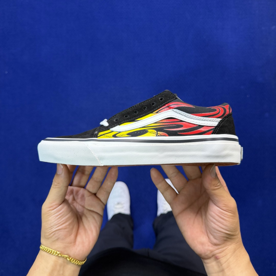 虎扑版！Vans Old Skool 低帮 137V火焰🔥纯原级别外贸订单！万斯经典 硫化帆布板鞋正品海