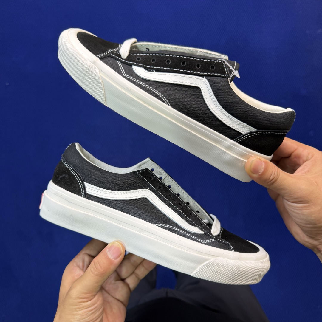 虎扑版！Vans Style 36 低帮 125V纯原级别外贸订单！万斯经典 硫化帆布板鞋正品海鸥线 鞋