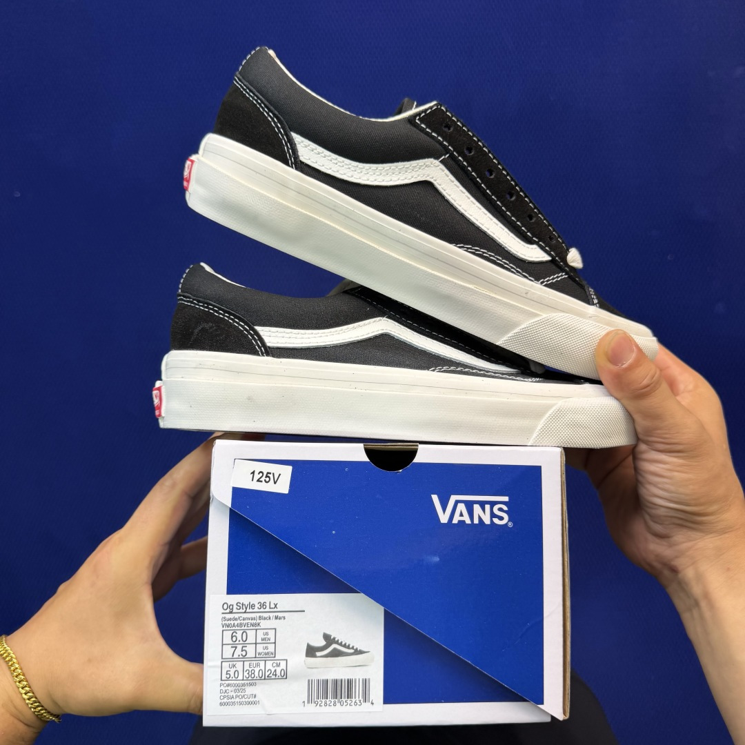 虎扑版！Vans Style 36 低帮 125V纯原级别外贸订单！万斯经典 硫化帆布板鞋正品海鸥线 鞋