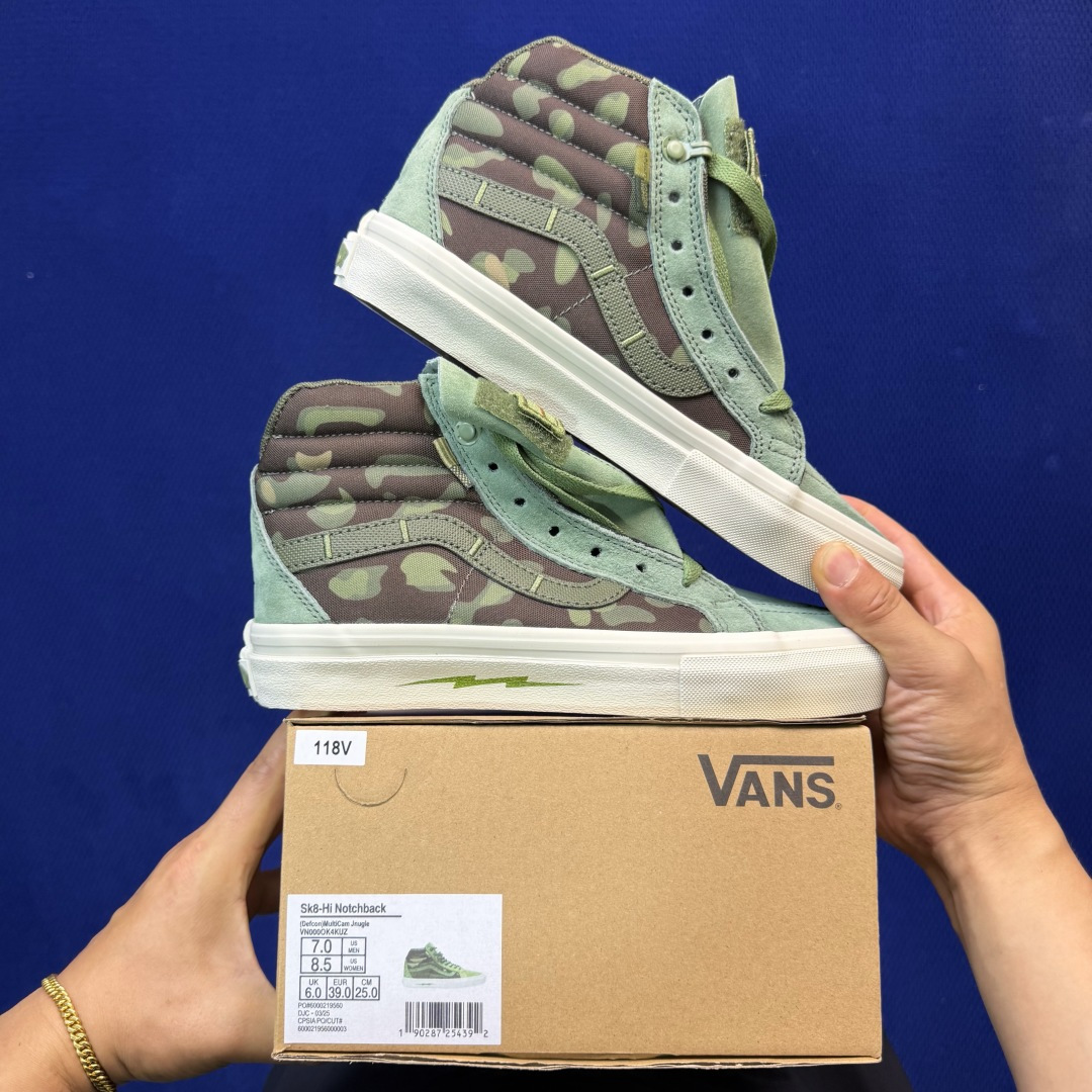 虎扑版！Vans Sk8-Hi 高帮 118VNotchback联名核战危机迷彩军绿纯原级别外贸订单！万