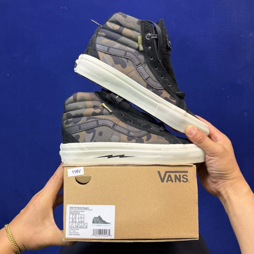 虎扑版！Vans Sk8-Hi 高帮 116VNotchback联名核战危机迷彩黑纯原级别外贸订单！万斯
