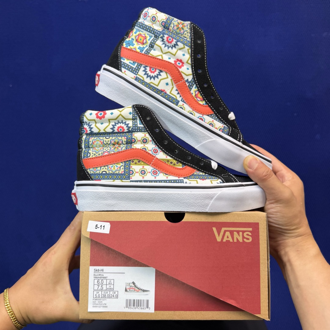 虎扑版！Vans Sk8-Hi 高帮 5-11纯原级别外贸订单！万斯经典 硫化帆布板鞋正品海鸥线 鞋头包