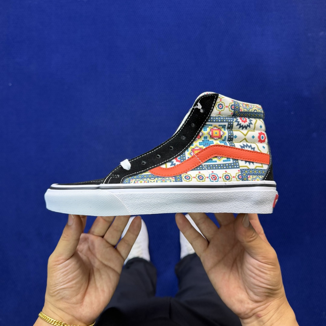 虎扑版！Vans Sk8-Hi 高帮 5-11纯原级别外贸订单！万斯经典 硫化帆布板鞋正品海鸥线 鞋头包