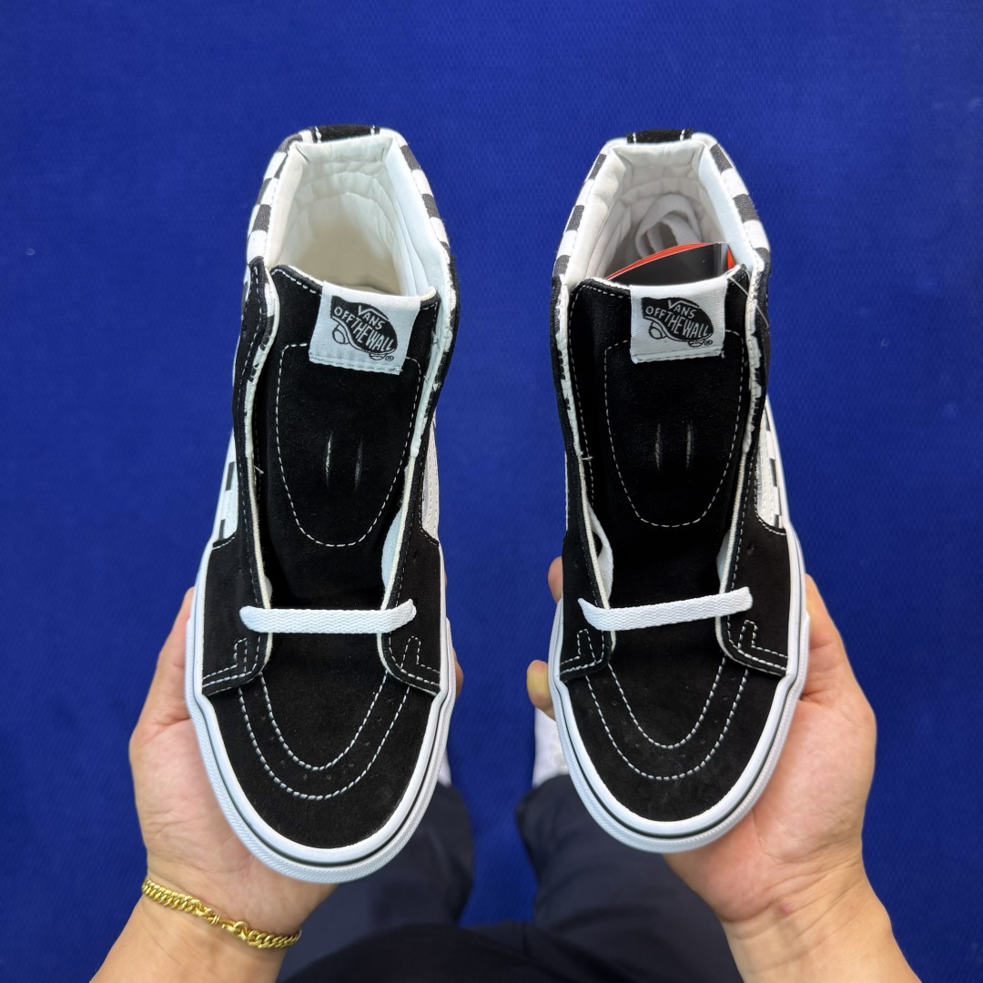 虎扑版！Vans Sk8-Hi 高帮 5-02纯原级别外贸订单！万斯经典 硫化帆布板鞋正品海鸥线 鞋头包