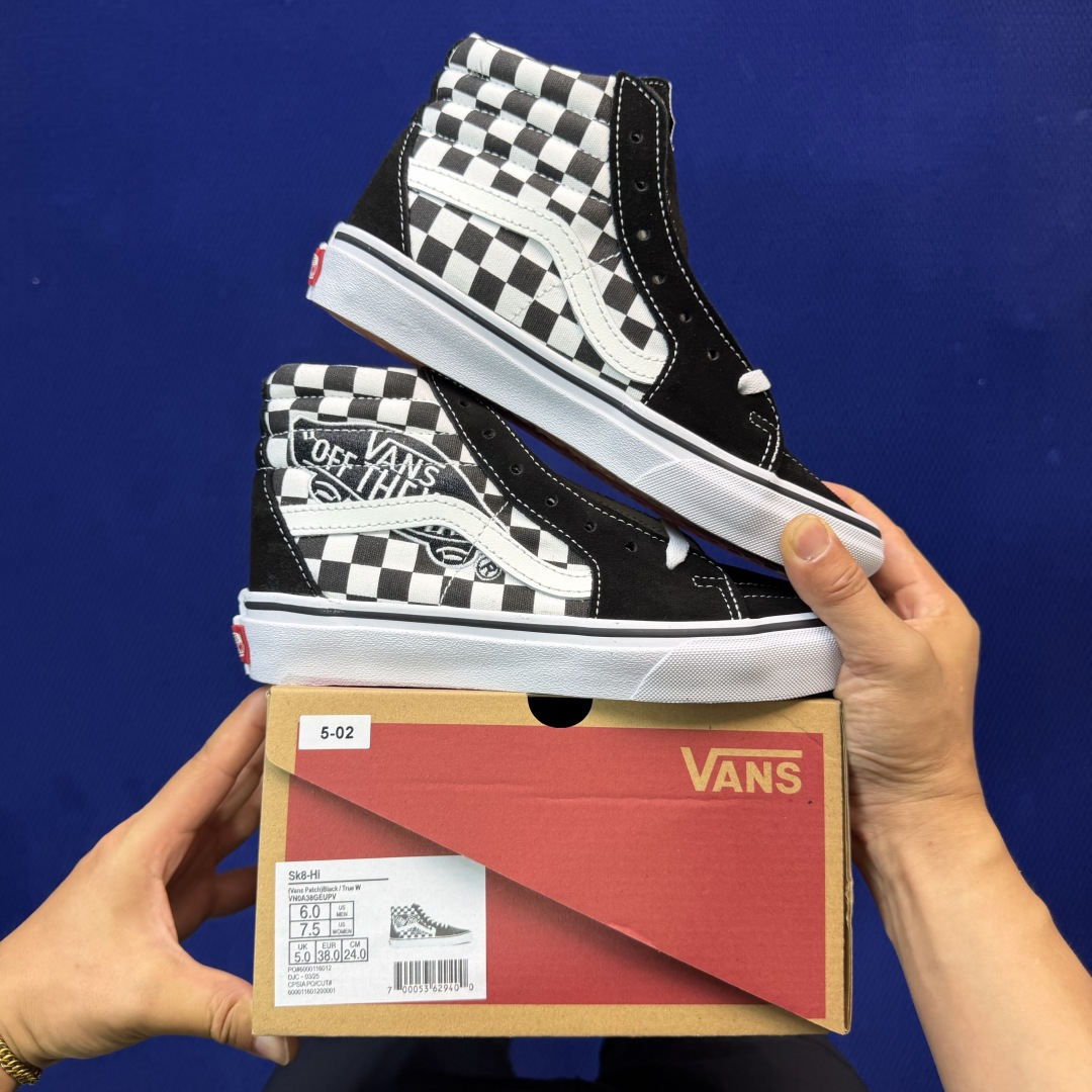 虎扑版！Vans Sk8-Hi 高帮 5-02纯原级别外贸订单！万斯经典 硫化帆布板鞋正品海鸥线 鞋头包