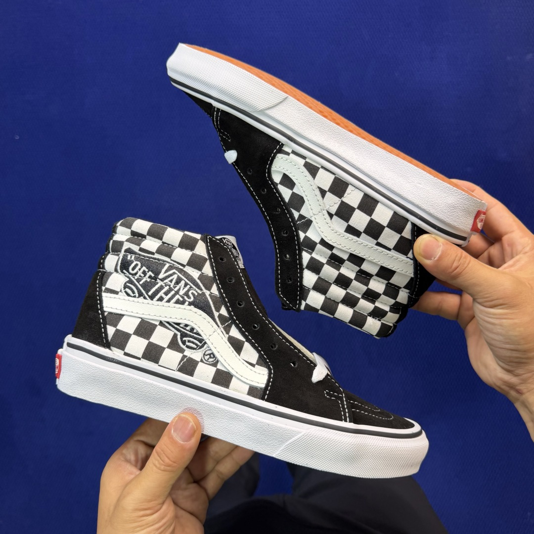 虎扑版！Vans Sk8-Hi 高帮 5-02纯原级别外贸订单！万斯经典 硫化帆布板鞋正品海鸥线 鞋头包