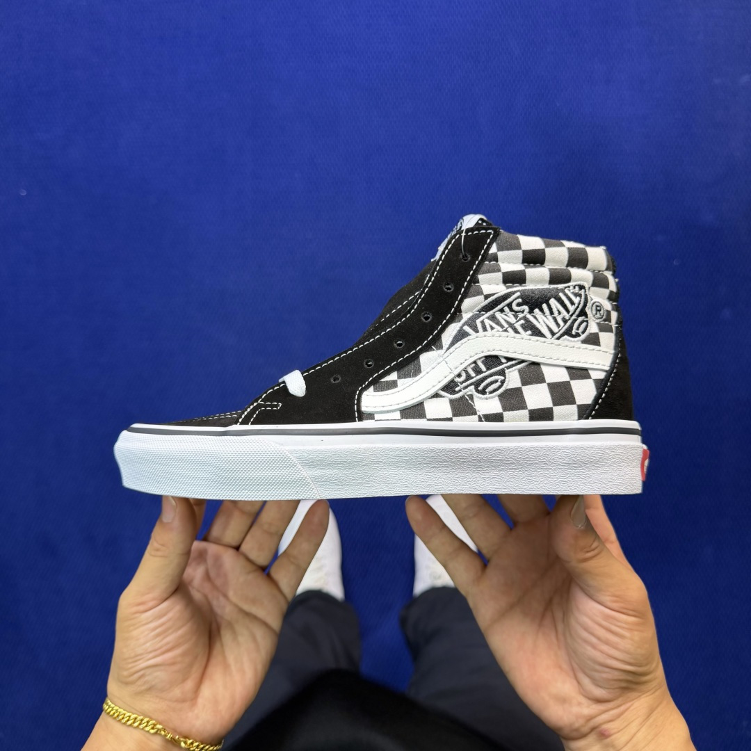 虎扑版！Vans Sk8-Hi 高帮 5-02纯原级别外贸订单！万斯经典 硫化帆布板鞋正品海鸥线 鞋头包