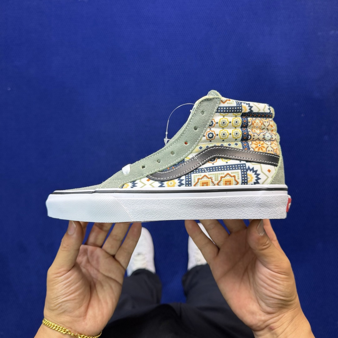 虎扑版！Vans Sk8-Hi 高帮 5-12纯原级别外贸订单！万斯经典 硫化帆布板鞋正品海鸥线 鞋头包