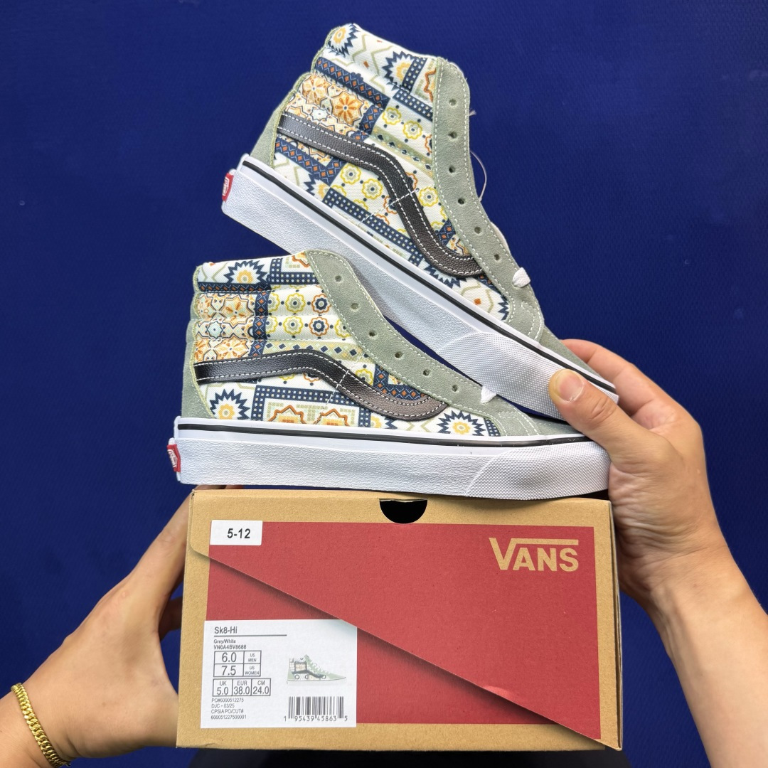 虎扑版！Vans Sk8-Hi 高帮 5-12纯原级别外贸订单！万斯经典 硫化帆布板鞋正品海鸥线 鞋头包