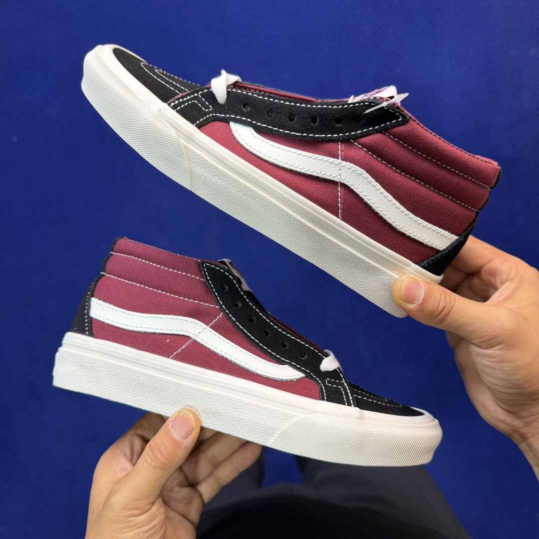 虎扑版！Vans Sk8-Mid 中帮 038V纯原级别外贸订单！万斯经典 硫化帆布板鞋正品海鸥线 鞋头