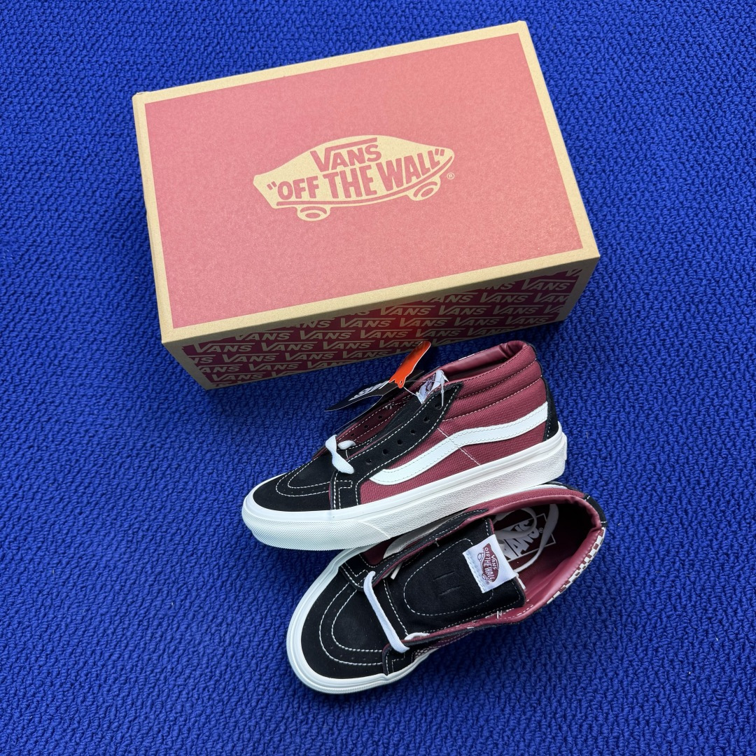 虎扑版！Vans Sk8-Mid 中帮 038V纯原级别外贸订单！万斯经典 硫化帆布板鞋正品海鸥线 鞋头
