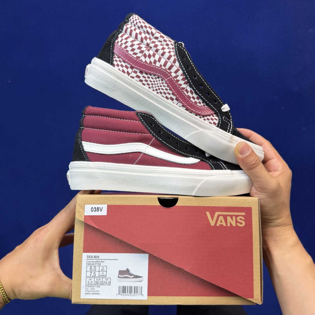 虎扑版！Vans Sk8-Mid 中帮 038V纯原级别外贸订单！万斯经典 硫化帆布板鞋正品海鸥线 鞋头