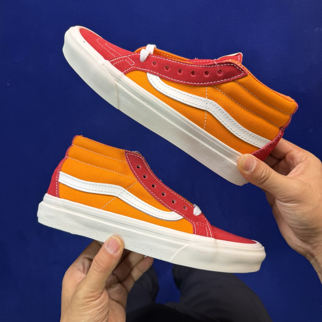 虎扑版！Vans Sk8-Mid 中帮 040V纯原级别外贸订单！万斯经典 硫化帆布板鞋正品海鸥线 鞋头
