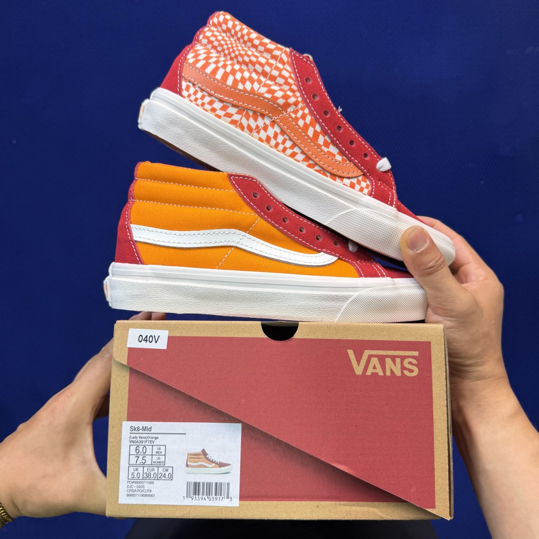 虎扑版！Vans Sk8-Mid 中帮 040V纯原级别外贸订单！万斯经典 硫化帆布板鞋正品海鸥线 鞋头
