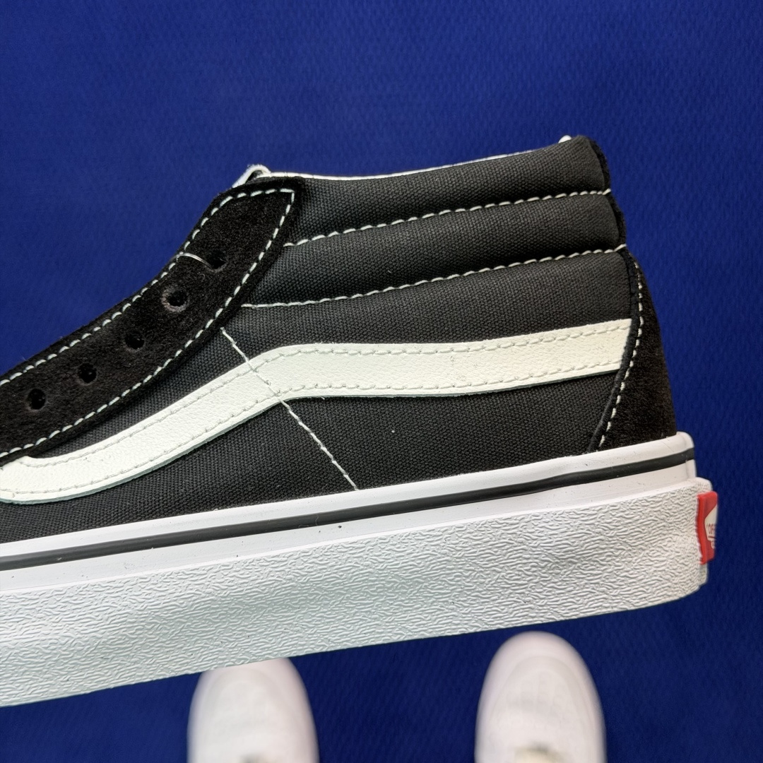 虎扑版！Vans Sk8-Mid 中帮 211V纯原级别外贸订单！万斯经典 硫化帆布板鞋正品海鸥线 鞋头