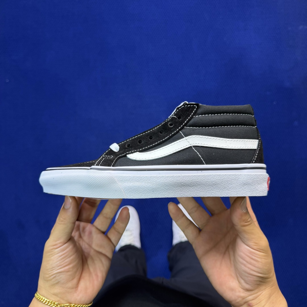 虎扑版！Vans Sk8-Mid 中帮 211V纯原级别外贸订单！万斯经典 硫化帆布板鞋正品海鸥线 鞋头