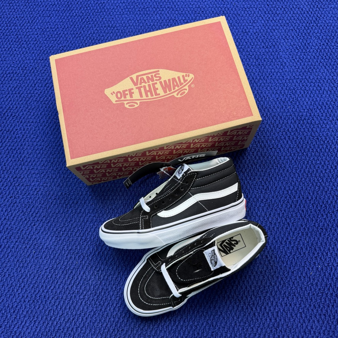 虎扑版！Vans Sk8-Mid 中帮 211V纯原级别外贸订单！万斯经典 硫化帆布板鞋正品海鸥线 鞋头