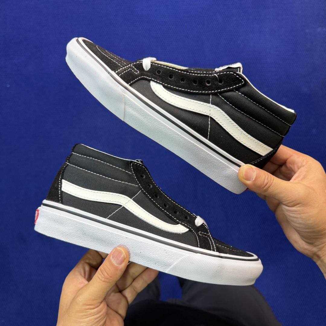 虎扑版！Vans Sk8-Mid 中帮 211V纯原级别外贸订单！万斯经典 硫化帆布板鞋正品海鸥线 鞋头