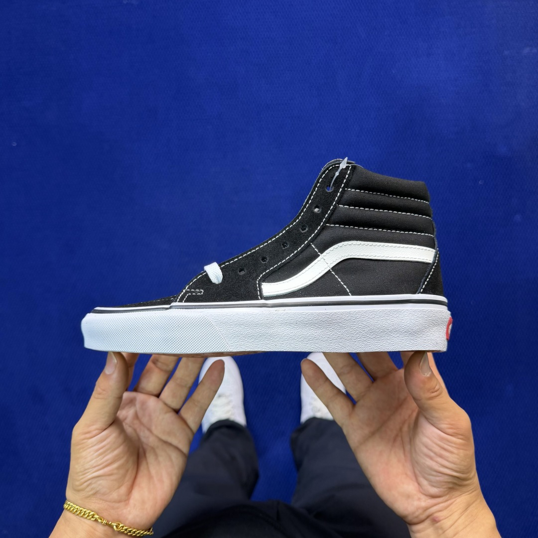 虎扑版！Vans Sk8-Hi 高帮 086V纯原级别外贸订单！万斯经典 硫化帆布板鞋正品海鸥线 鞋头包