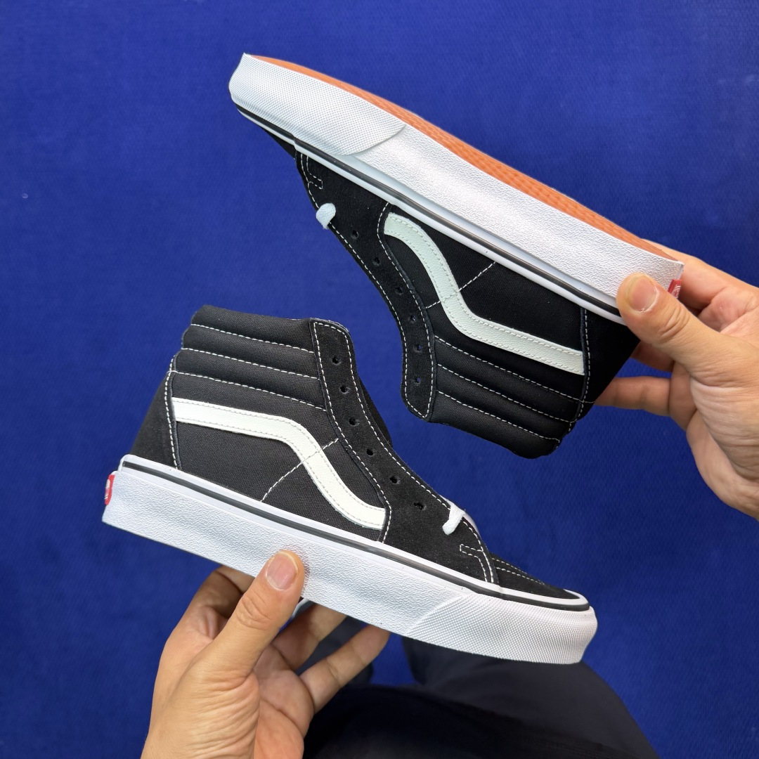 虎扑版！Vans Sk8-Hi 高帮 086V纯原级别外贸订单！万斯经典 硫化帆布板鞋正品海鸥线 鞋头包
