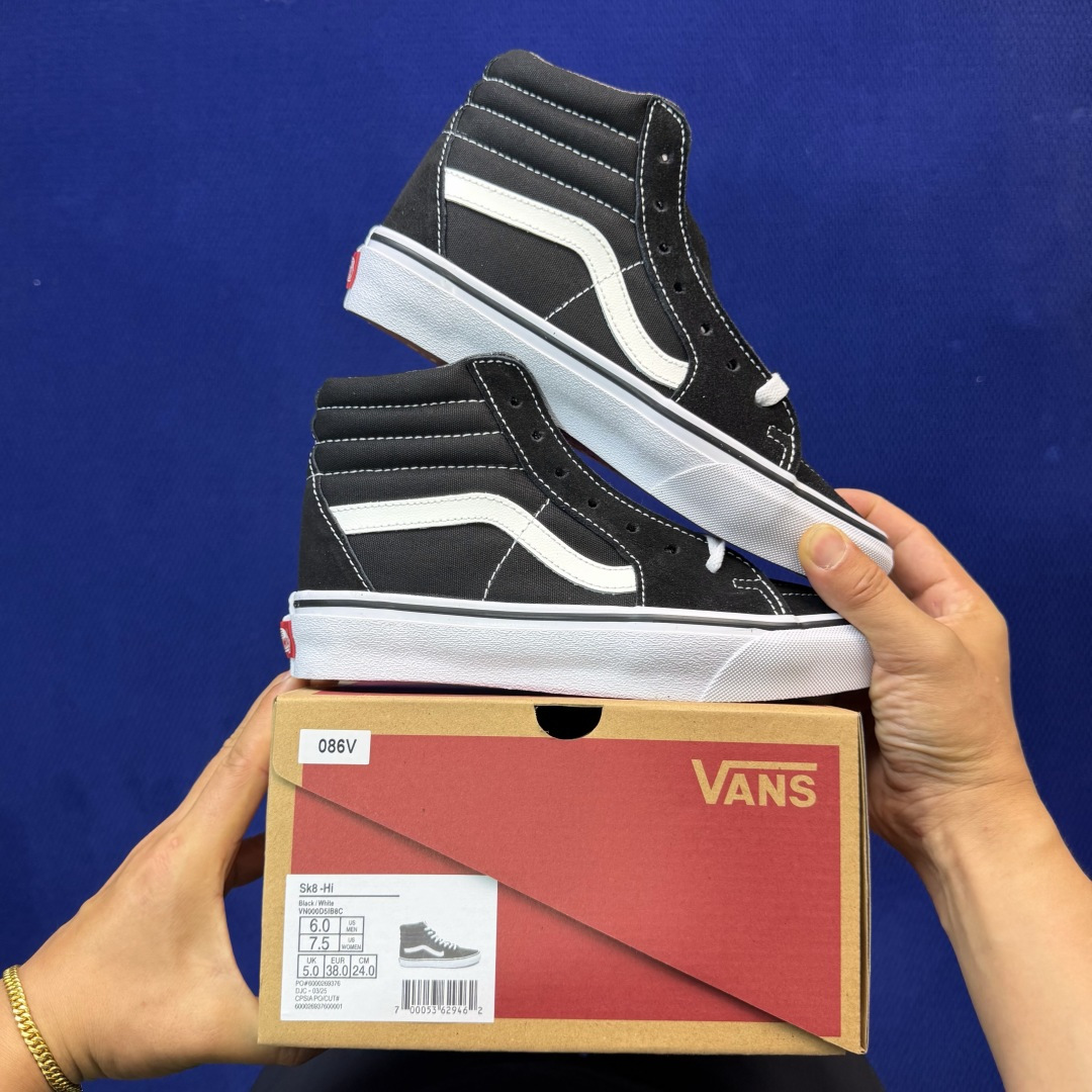 虎扑版！Vans Sk8-Hi 高帮 086V纯原级别外贸订单！万斯经典 硫化帆布板鞋正品海鸥线 鞋头包
