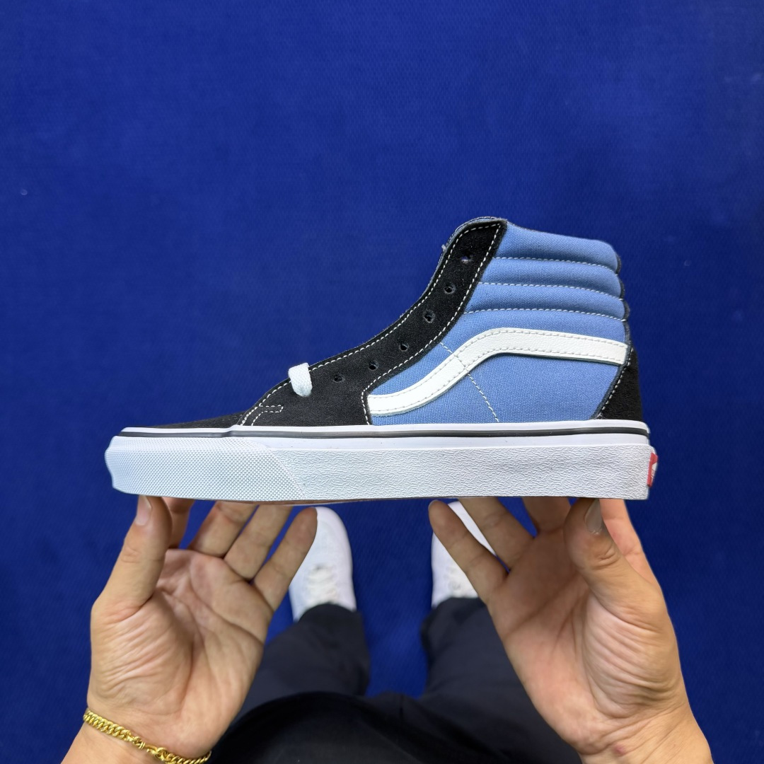 虎扑版！Vans Sk8-Hi 高帮 097V纯原级别外贸订单！万斯经典 硫化帆布板鞋正品海鸥线 鞋头包