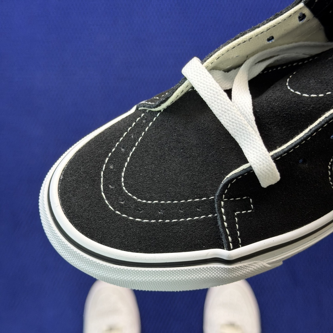 虎扑版！Vans Sk8-Hi 高帮 097V纯原级别外贸订单！万斯经典 硫化帆布板鞋正品海鸥线 鞋头包
