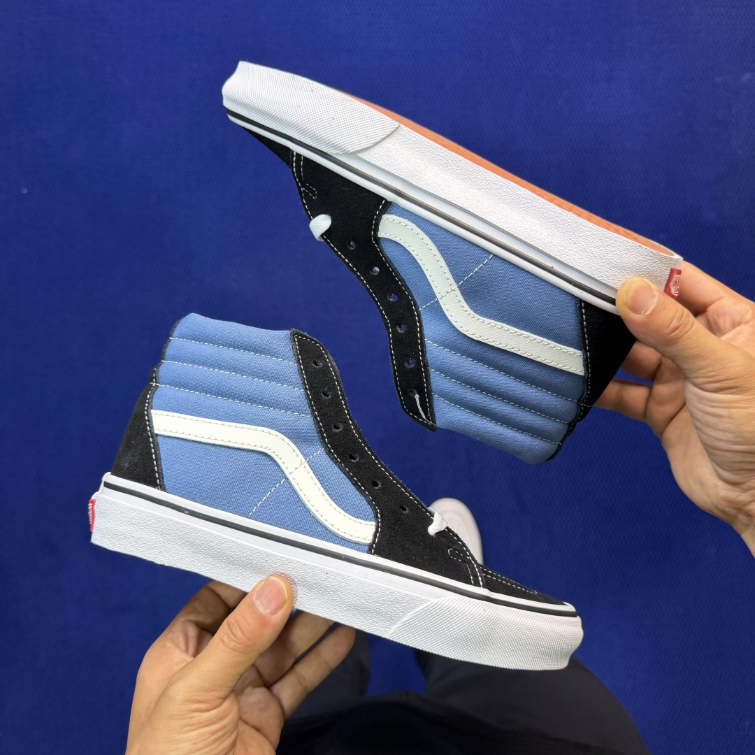 虎扑版！Vans Sk8-Hi 高帮 097V纯原级别外贸订单！万斯经典 硫化帆布板鞋正品海鸥线 鞋头包