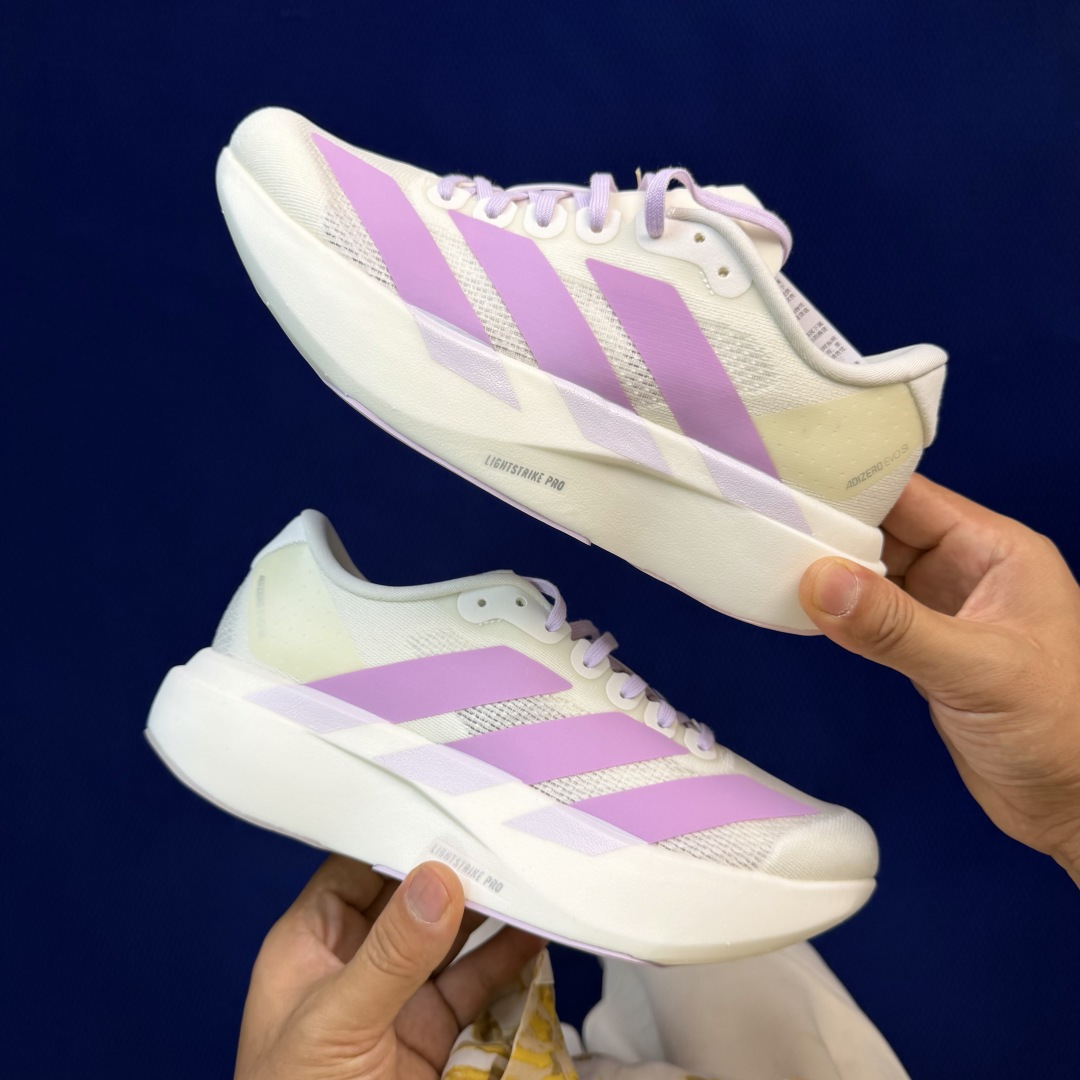 新版 AD Adizero Evo SL 阿迪达斯马拉松跑步鞋轻量Q弹缓震跑鞋新体验！第39色:汉玉白紫