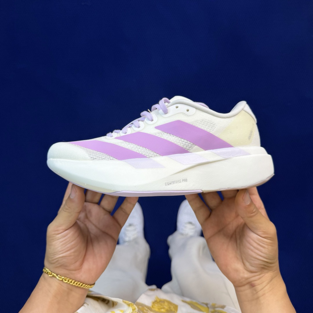 新版 AD Adizero Evo SL 阿迪达斯马拉松跑步鞋轻量Q弹缓震跑鞋新体验！第39色:汉玉白紫
