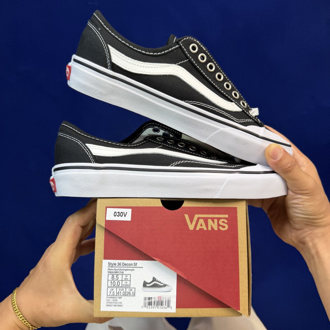 虎扑版！Vans Style 36 低帮 030V纯原级别外贸订单！万斯经典 硫化帆布板鞋正品海鸥线 鞋